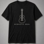 Acoustic Soul Guitar Line Art Unisex T-Shirt - Black