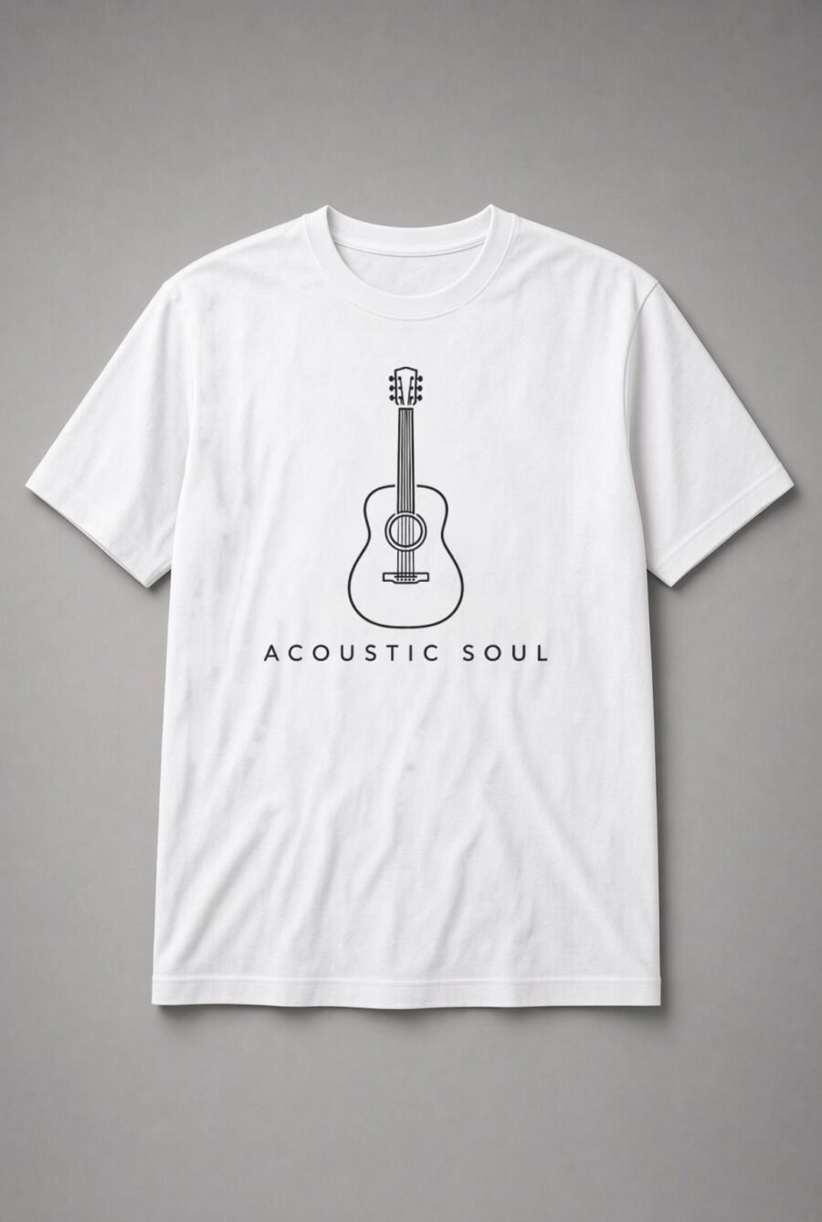 Acoustic Soul Guitar Line Art Unisex T-Shirt - White