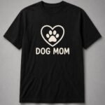Dog Mom Paw Heart Unisex T-Shirt - Black