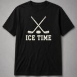 Ice Time Crossed Hockey Sticks Unisex T-Shirt - Black