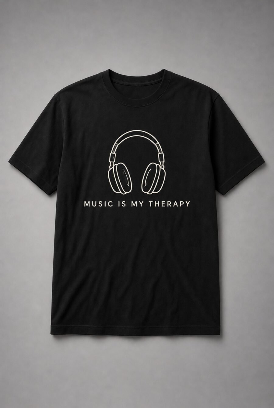 Music Is My Therapy Headphones Unisex T-Shirt - Black