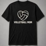 Volleyball Mom Heart Unisex T-Shirt - Black