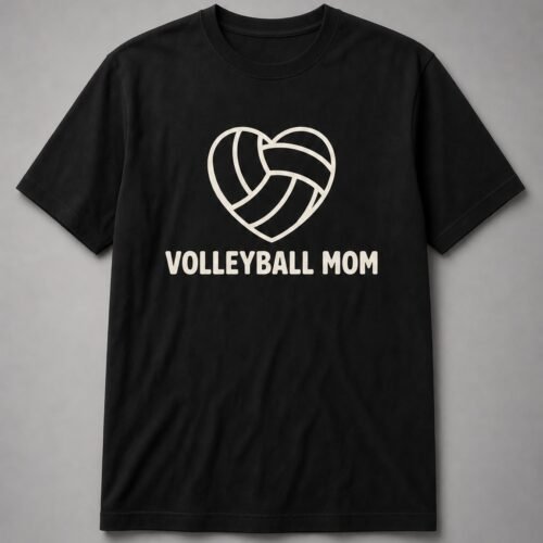 Volleyball Mom Heart Unisex T-Shirt - Black